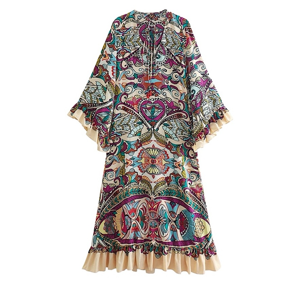 Zara Ruffle Kaftan Style Maxi